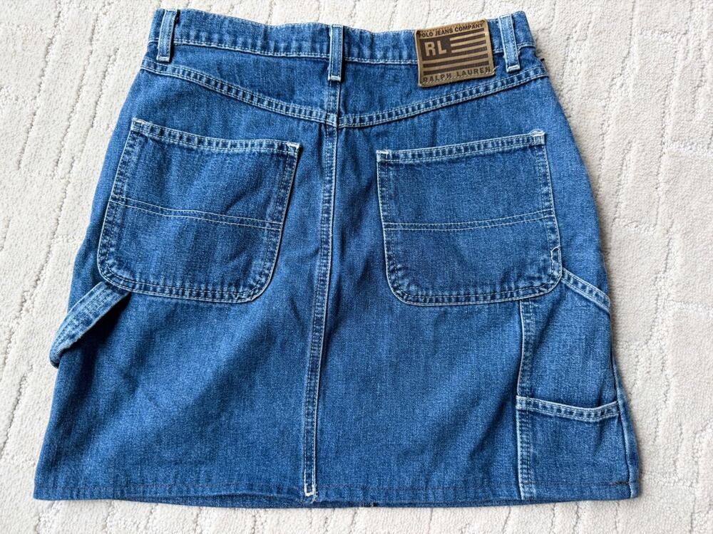 VTG Polo Jeans Co Ralph Lauren Denim Skirt Womens Carpenter 100% Cotton